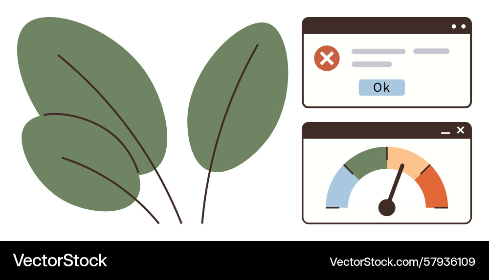 Browser windows with error message and progress Browser windows with error message and progress Vector Image