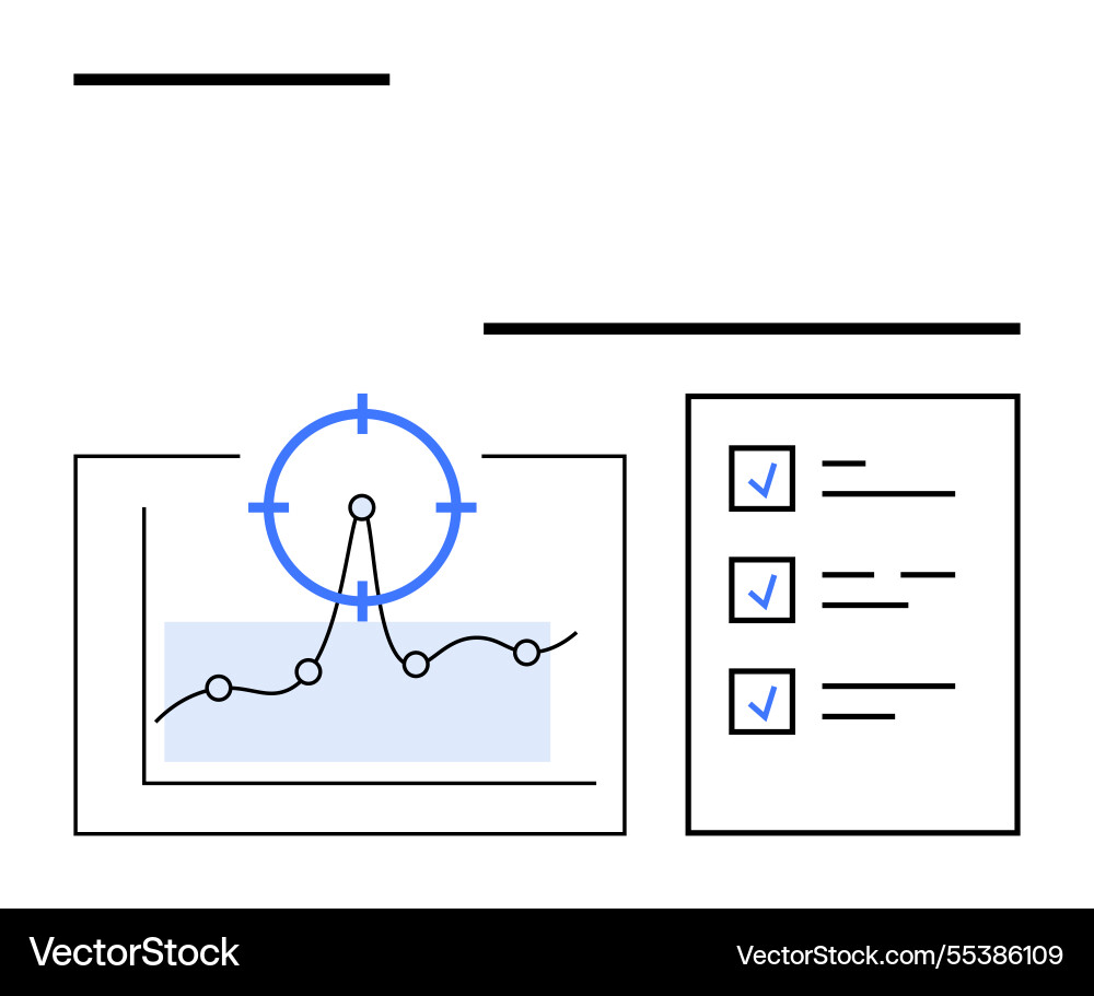 Data tracking with charts checklist and focus vector image