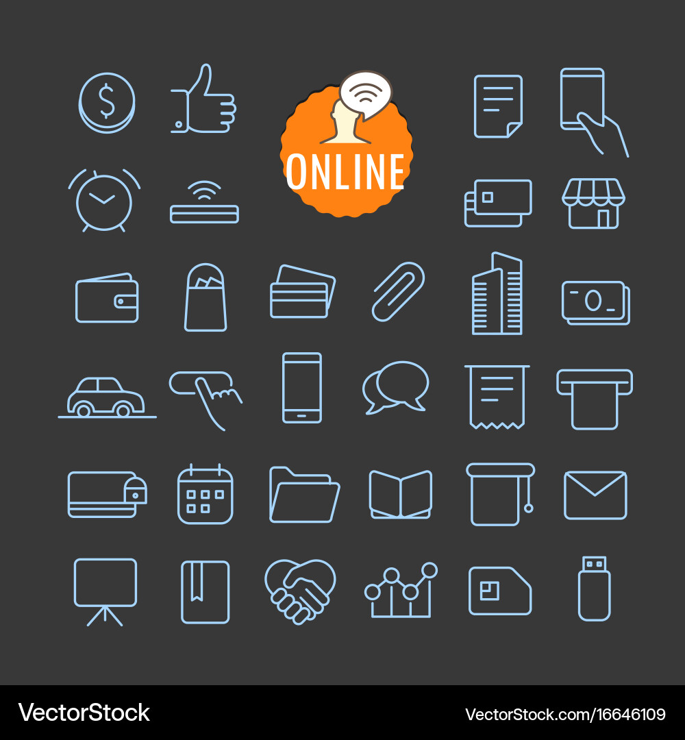 Different online icons collection web and mobile Vector Image