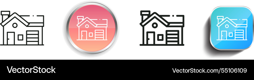 House icon thin linear regular and button style vector image