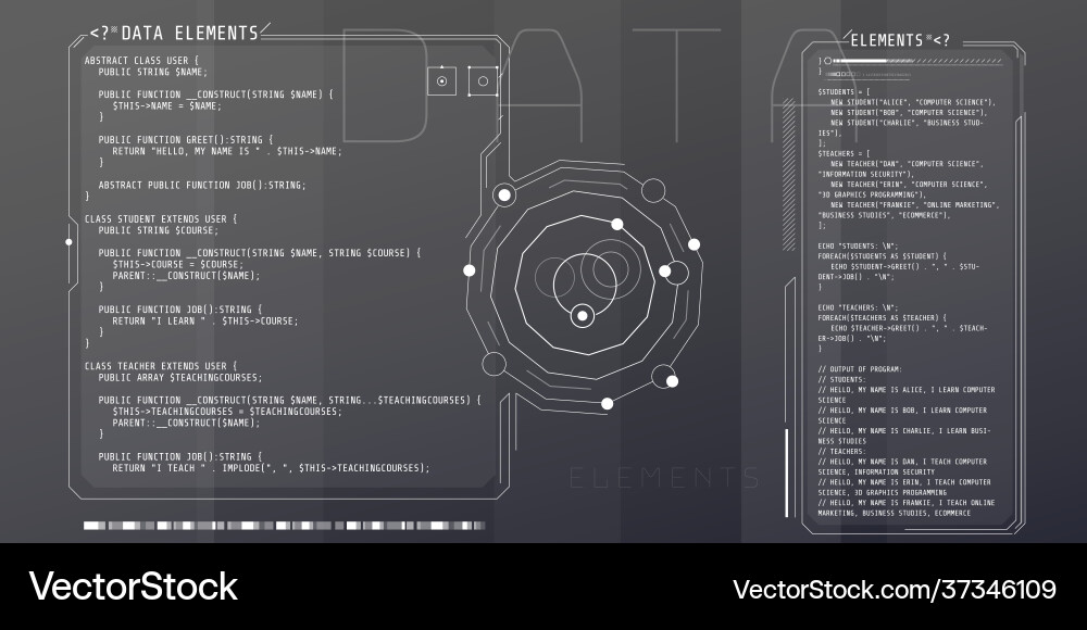 HUD Interface Elemente - PHP Code vektorbild
