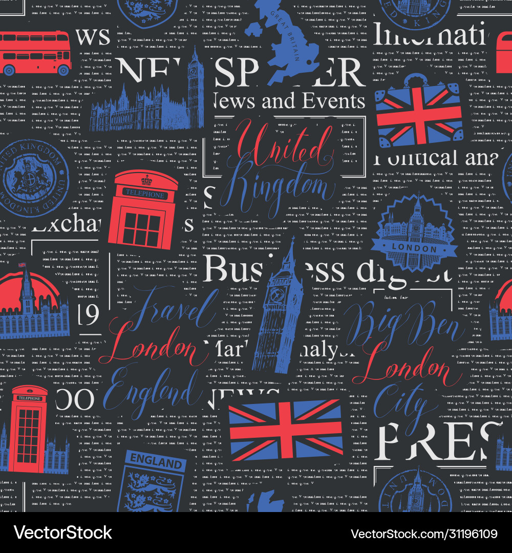 London & UK Pattern - British Icons Royalty Free Vector