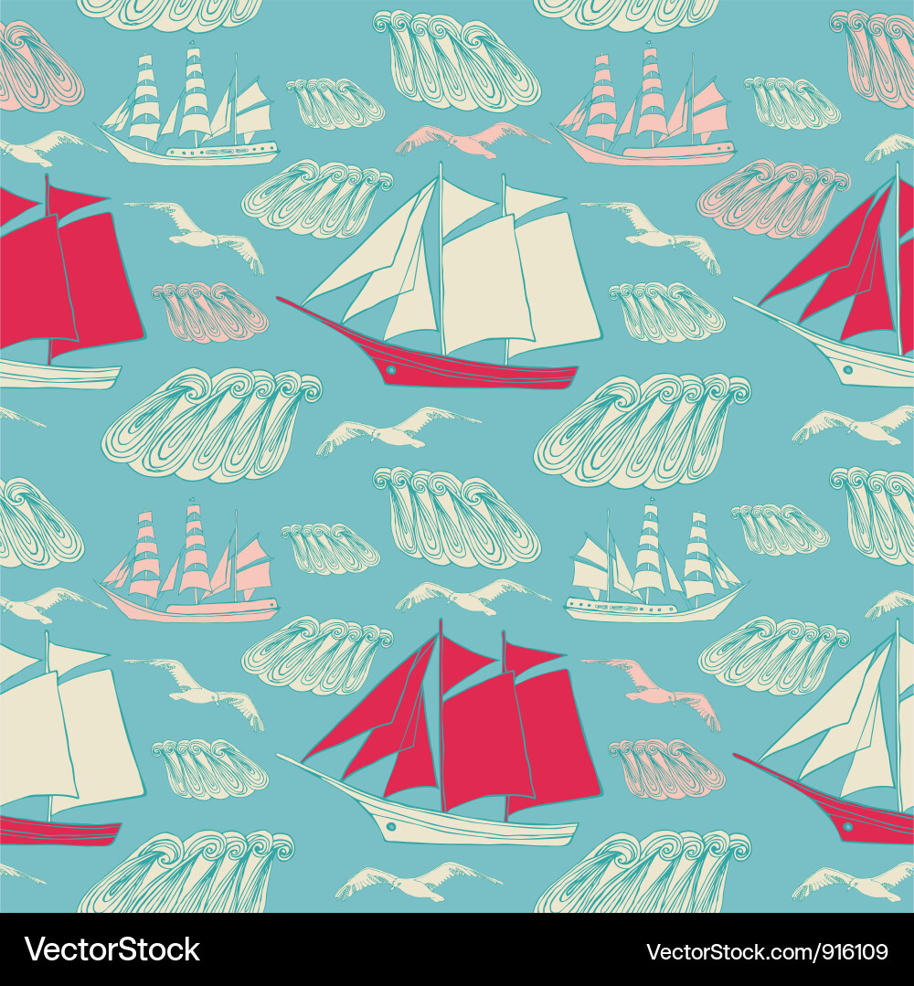 Nautical Seashell Seamless Pattern vector image