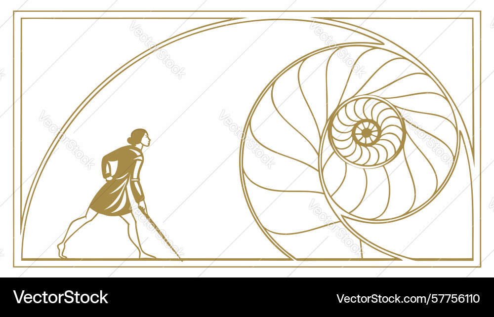 Abstract fibonacci spiral with runner dynamic vector image