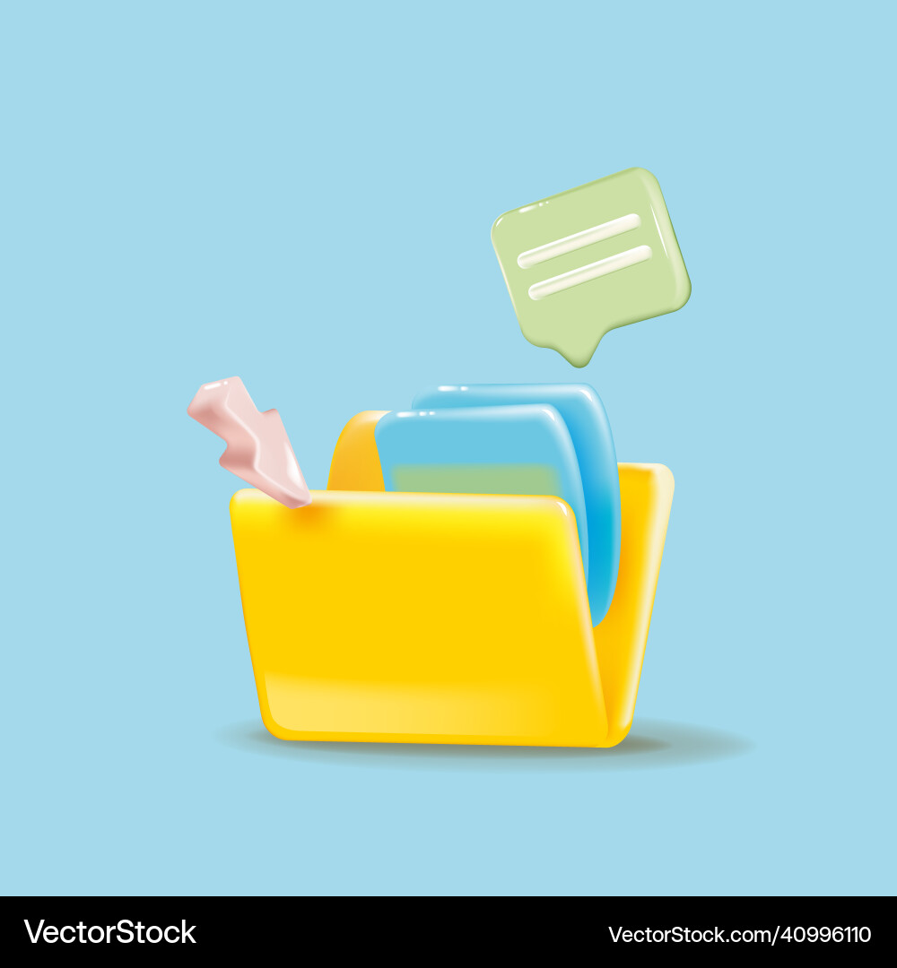 Business folder document file realistic 3d icon Business folder document file realistic 3d icon vector image