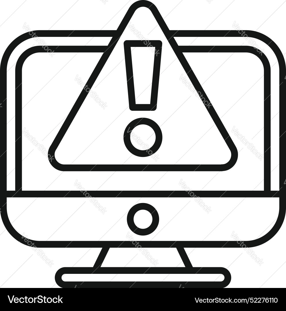 Computer showing warning sign icon Computer showing warning sign icon vector image