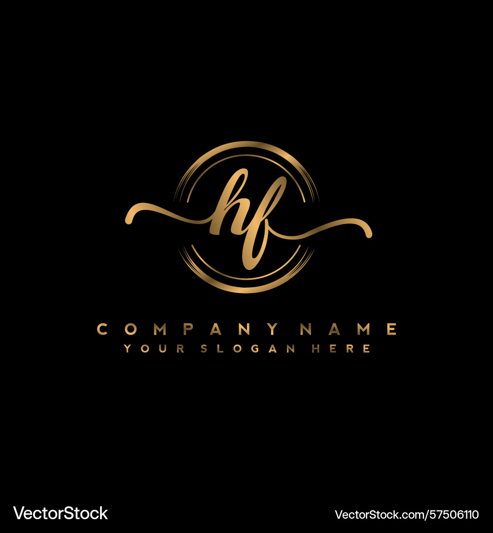 Hf initial handwriting logo with circular wave Hf initial handwriting logo with circular wave Vector Image