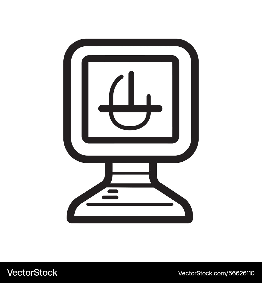 Minimalist computer monitor outline icon vector image