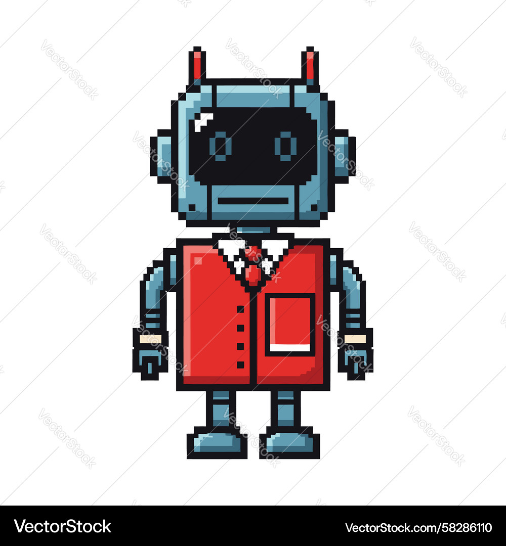 Retro 8-Bit Robot Business Vector Image
