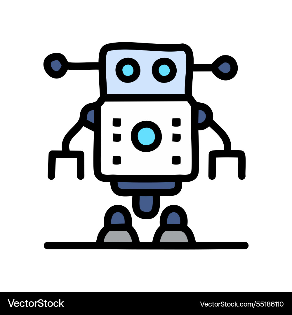 Robot robotics related filled design editable Vector Image