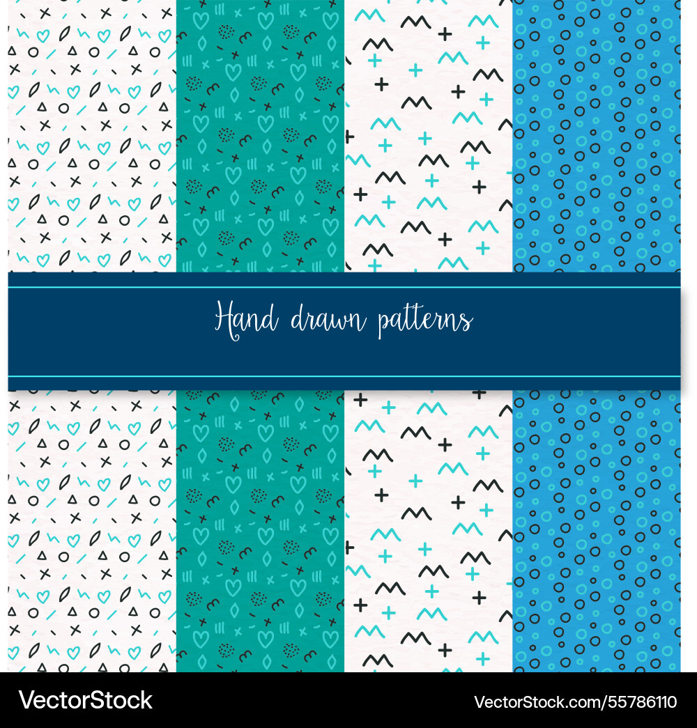 Set of hand drawn abstract patterns vector image