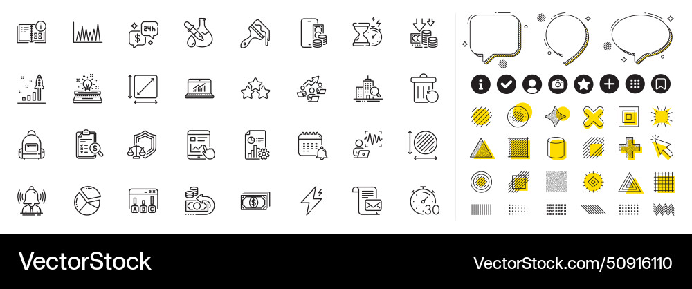Set of hourglass timer backpack and report line Set of hourglass timer backpack and report line vector image