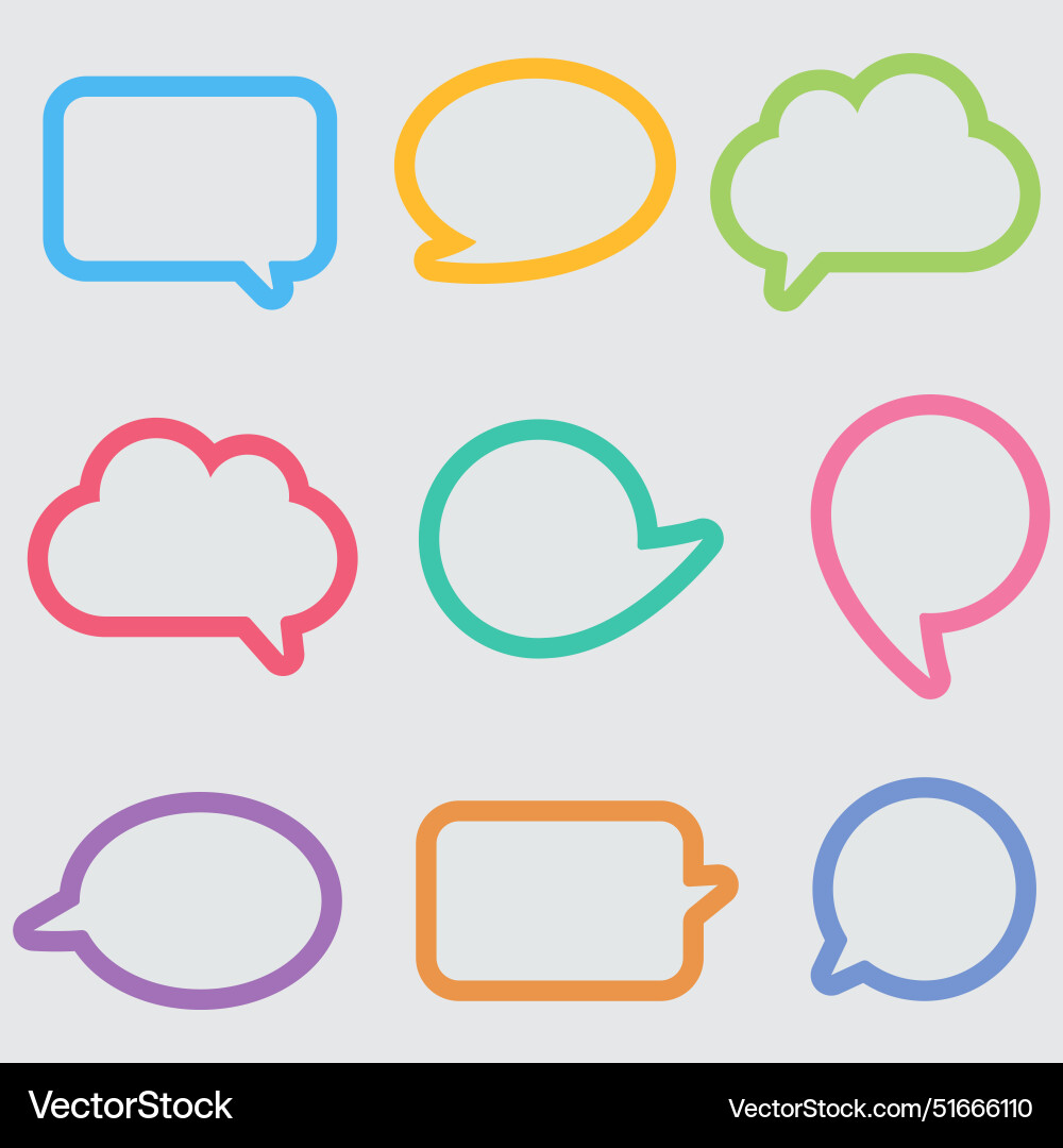 Set of talk bubble text chat box in retro style Vector Image