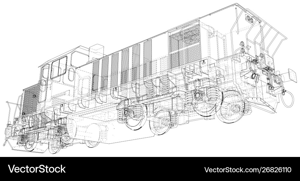 Train technical wire-frame rendering Train technical wire-frame rendering vector image