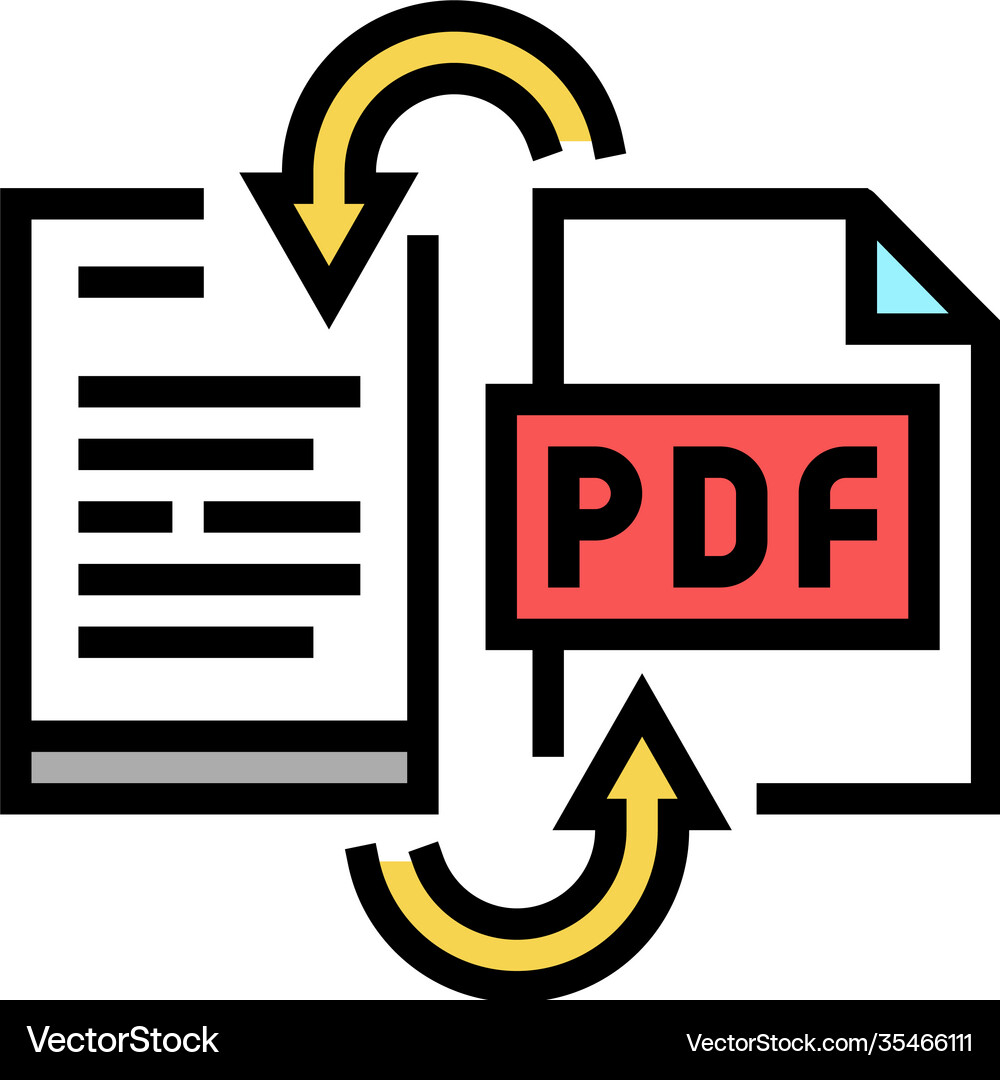 Convert pdf file to word pad color icon – Royalty-Free Vector | VectorStock, image size:1000x1080