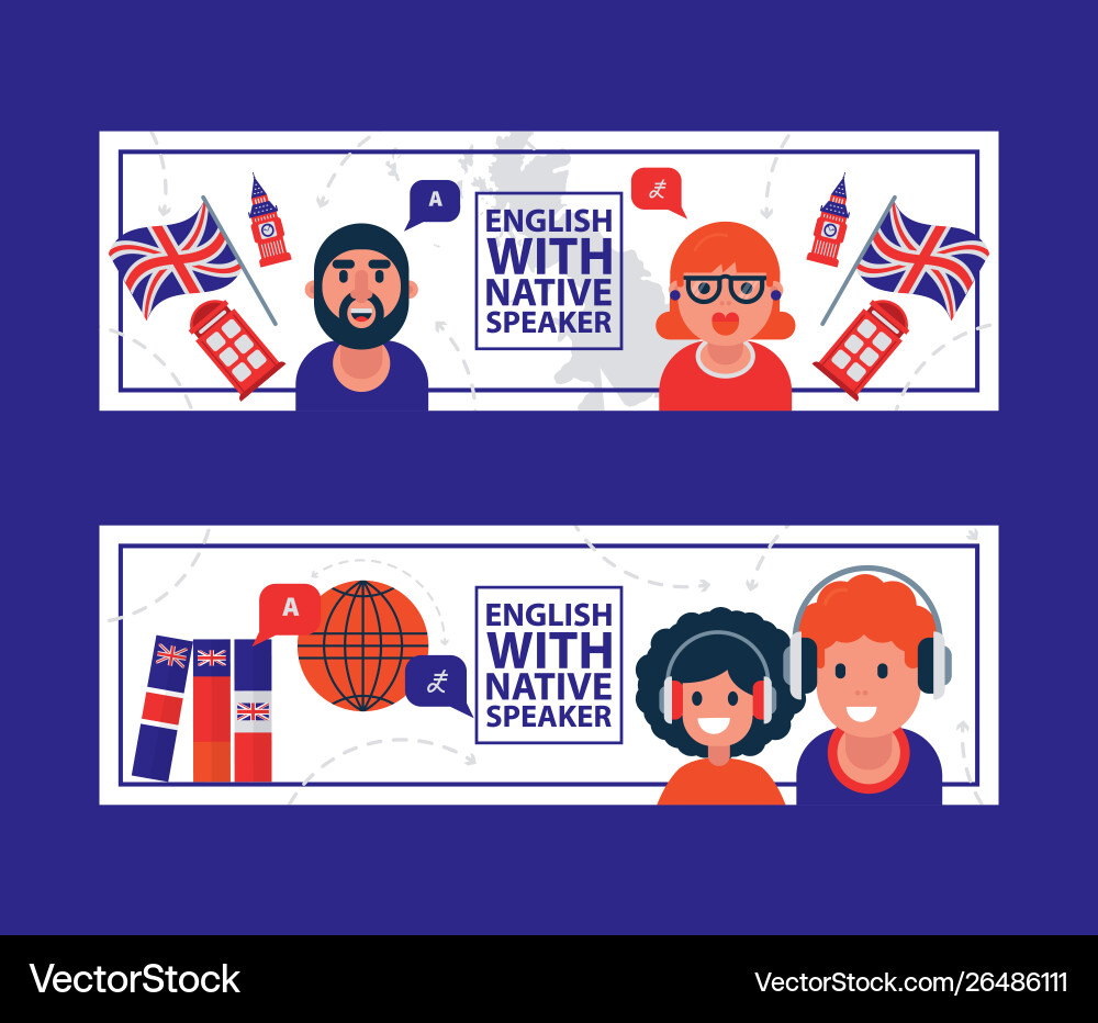 English Language Learning with Native Teacher vector image