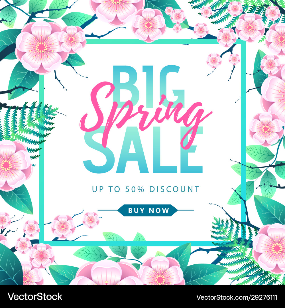 Frühling große Verkauf Poster mit voller Blüte Blumen Frühling große Verkauf Poster mit voller Blüte Blumen vektorbild
