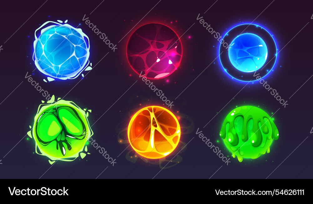 Glowing magical orbs for game ui vector image