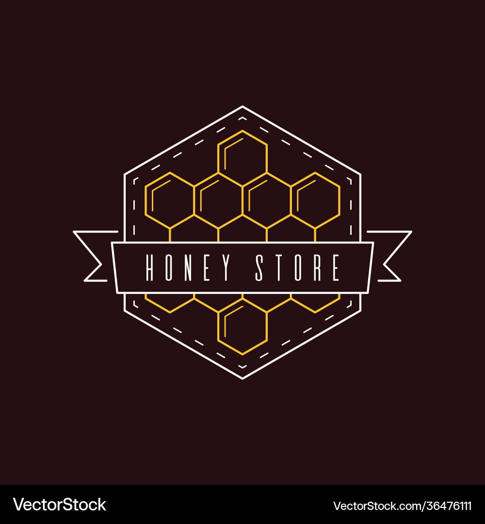 Honigproduktion Unternehmen Umriss Badge oder Logo Honigproduktion Unternehmen Umriss Badge oder Logo vektorbild