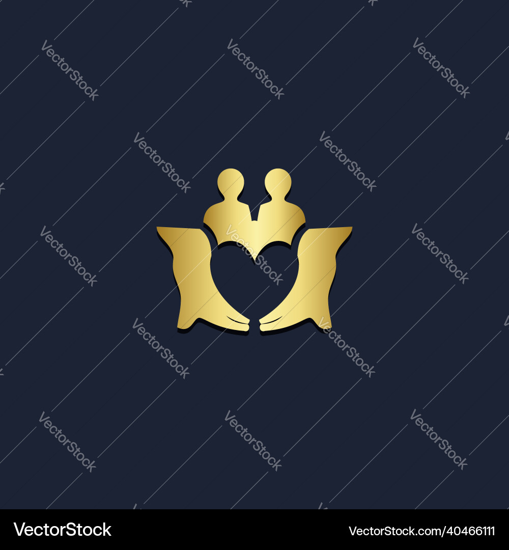 Liebe Paar Pflege Gold Logo Liebe Paar Pflege Gold Logo vektorbild