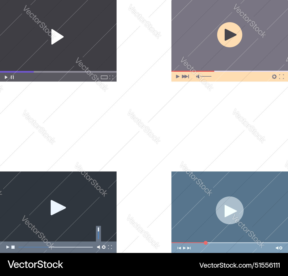 Set of modern video player interfaces Vector Image