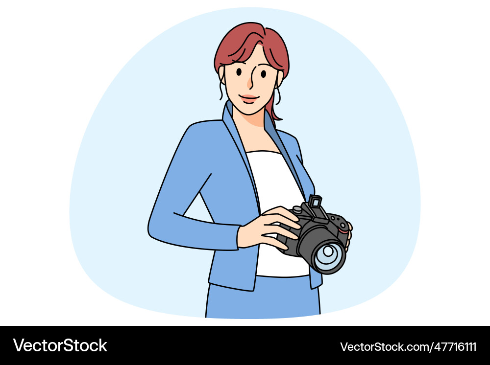 Smiling Woman with Camera Royalty Free Vector Image