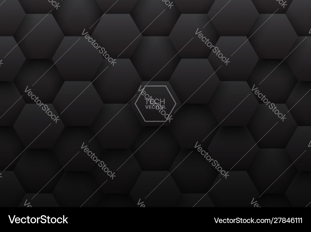 Tech 3d hexagonal structure pattern black Tech 3d hexagonal structure pattern black vector image