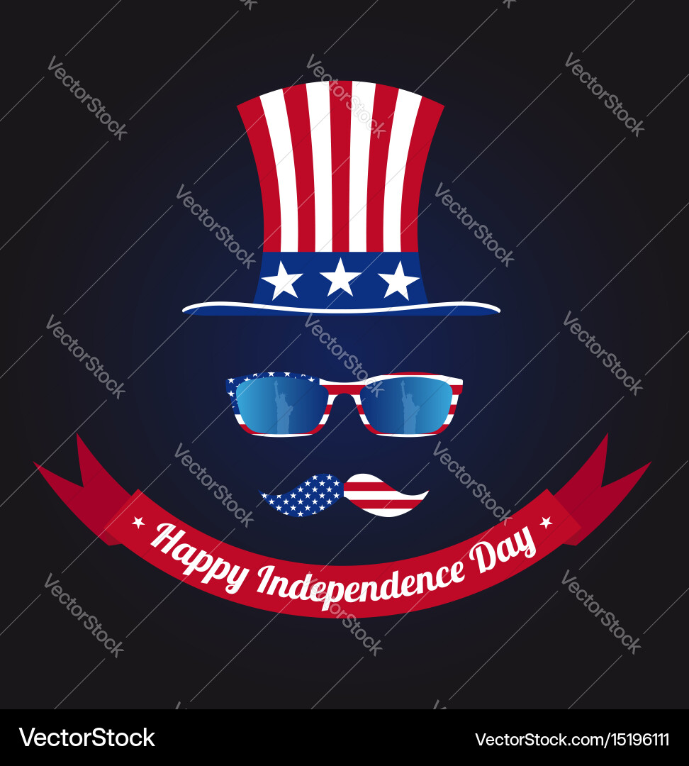 Uncle Sam Glasses & Mustache Vector Image