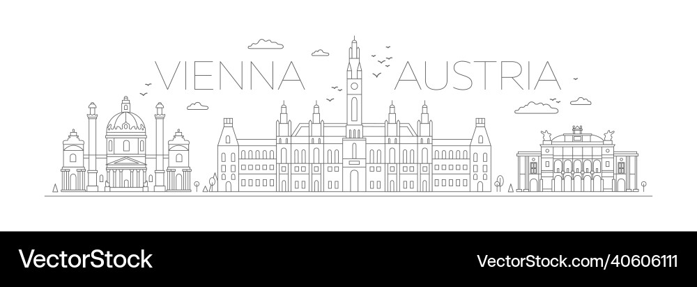 Vienna Skyline Line Art Vector Image