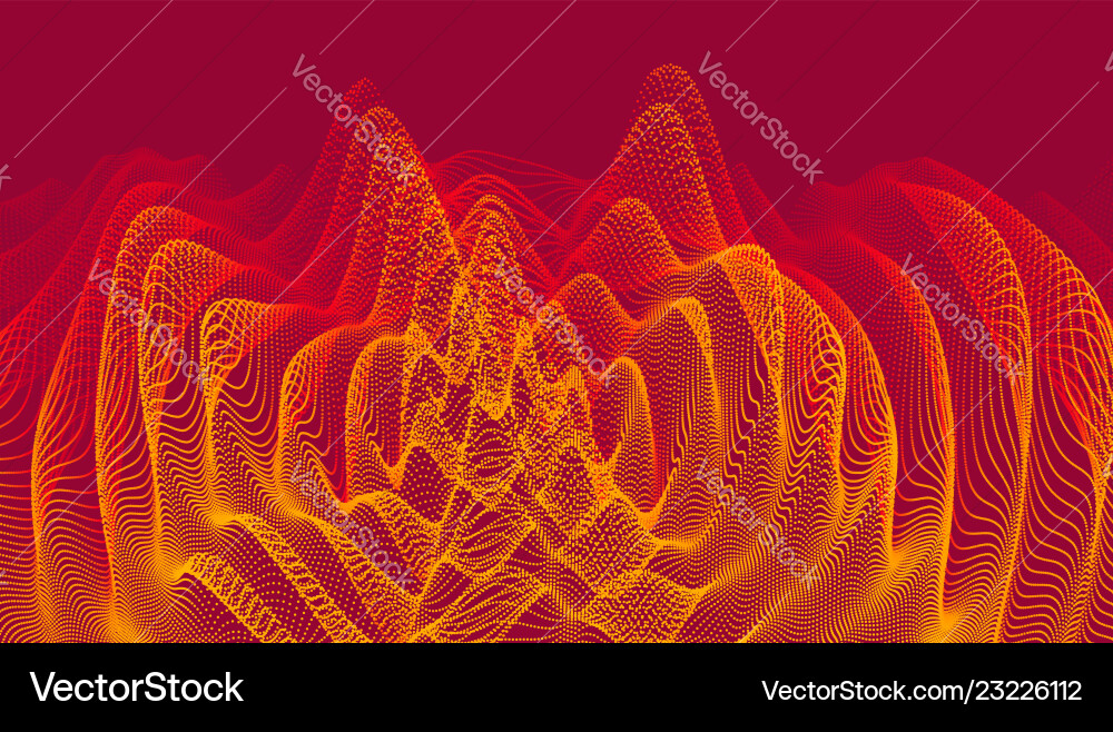 3d wavy Hintergrund mit Rippeleffekt Gitter rot Vektorbild
