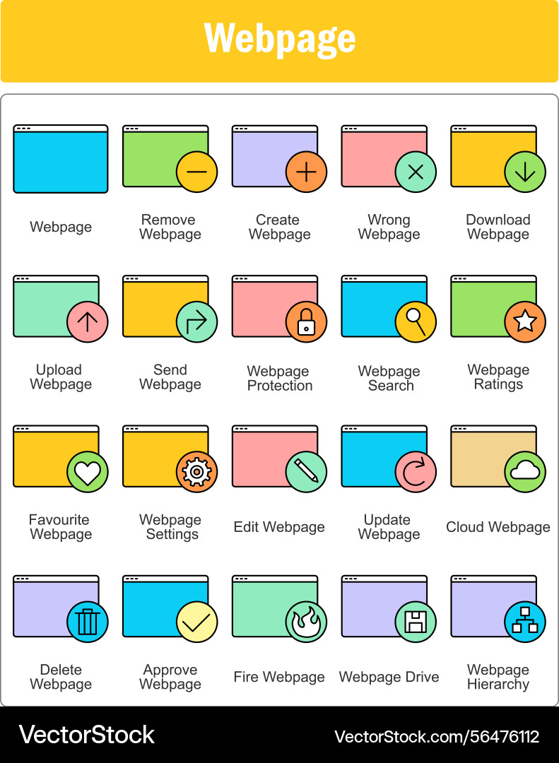 A set of 20 webpage icons as remove vector image