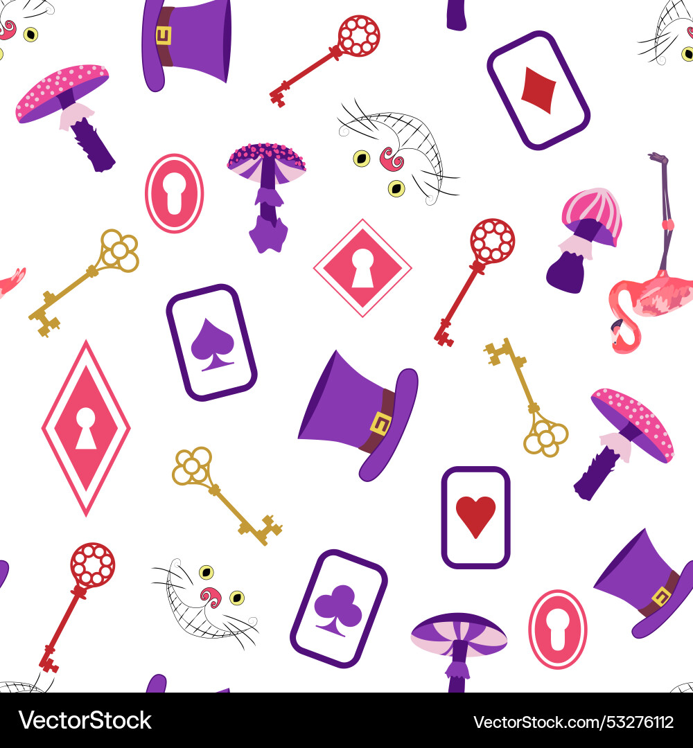 Alice in wonderland pattern rabbit cheshire cat Alice in wonderland pattern rabbit cheshire cat vector image