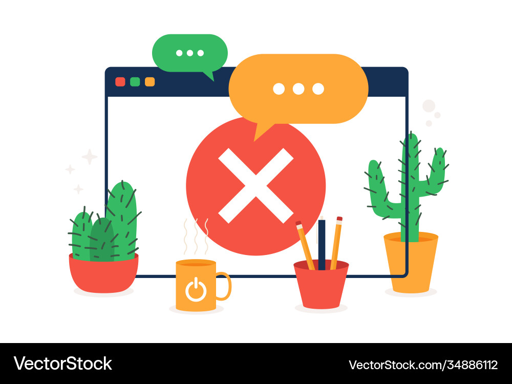 Browser web site check mark prohibit icon simple vector image