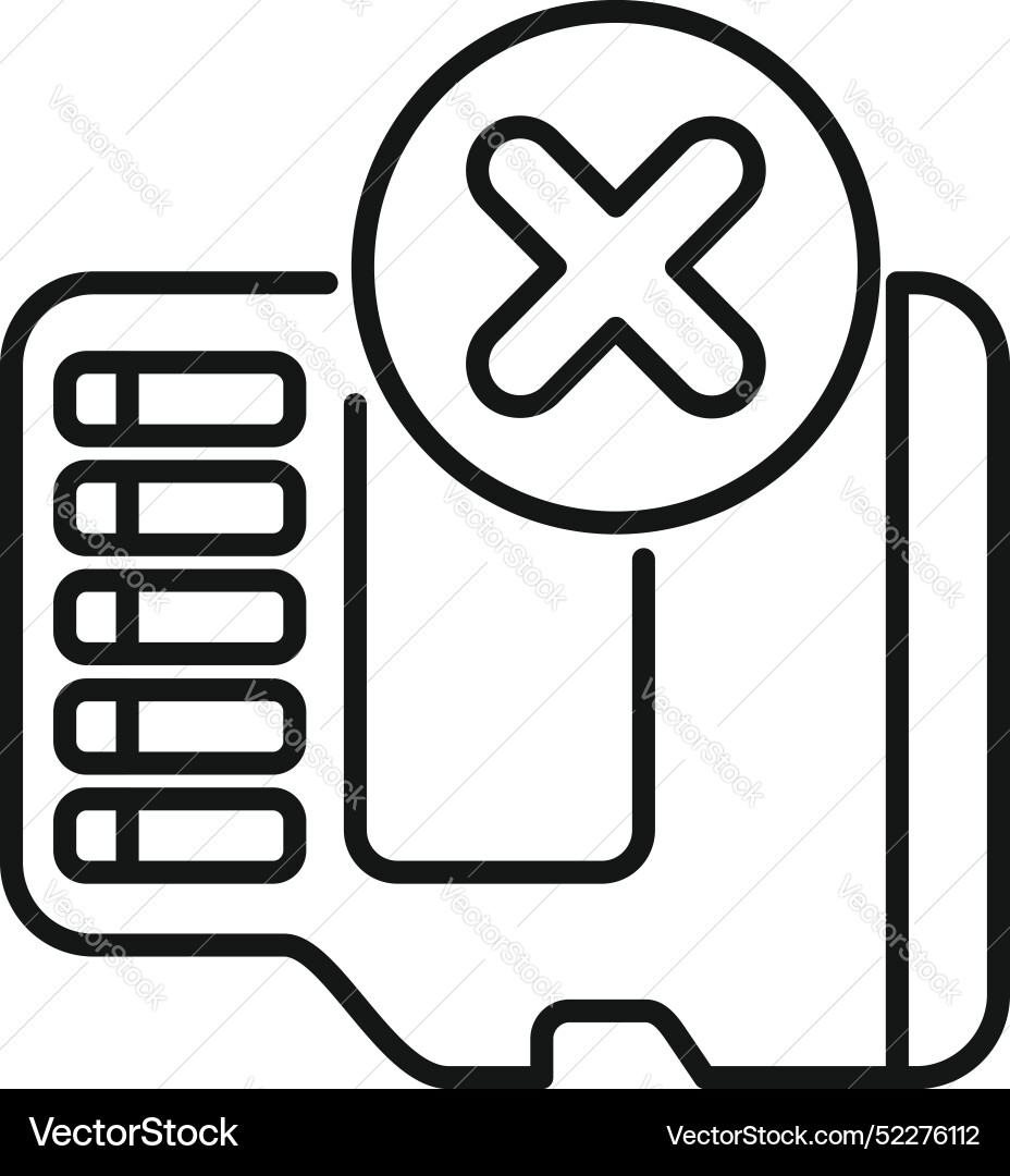 Memory card showing error message with cross sign Memory card showing error message with cross sign vector image