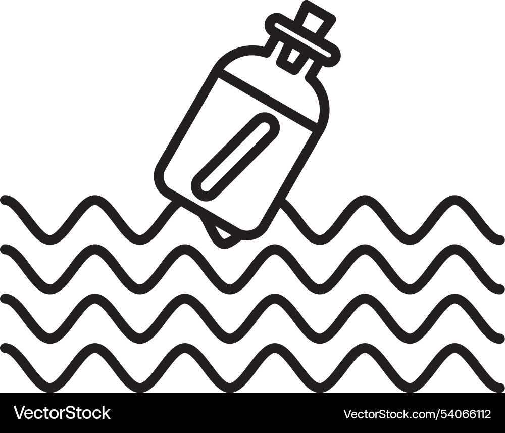 Message in a bottle line icon design Vector Image