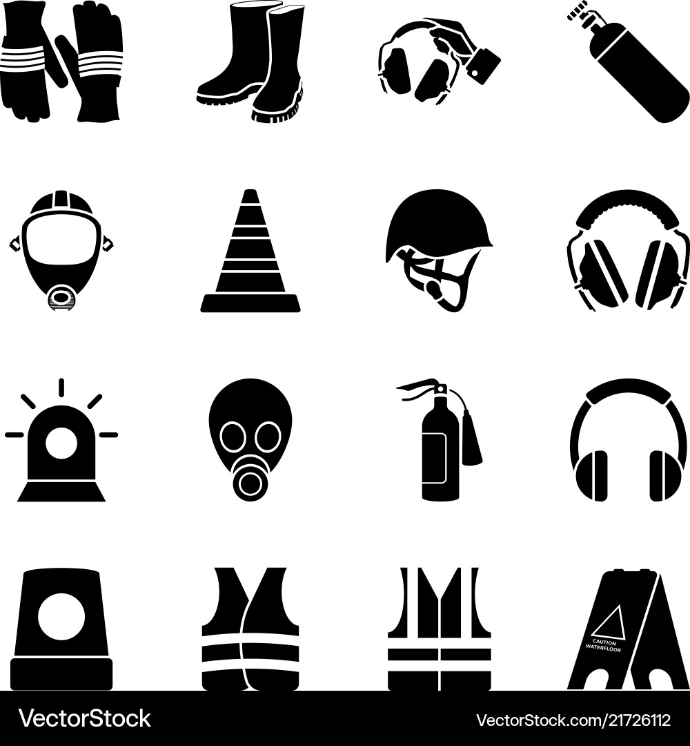 Safety equipment icons Royalty Free Vector Image