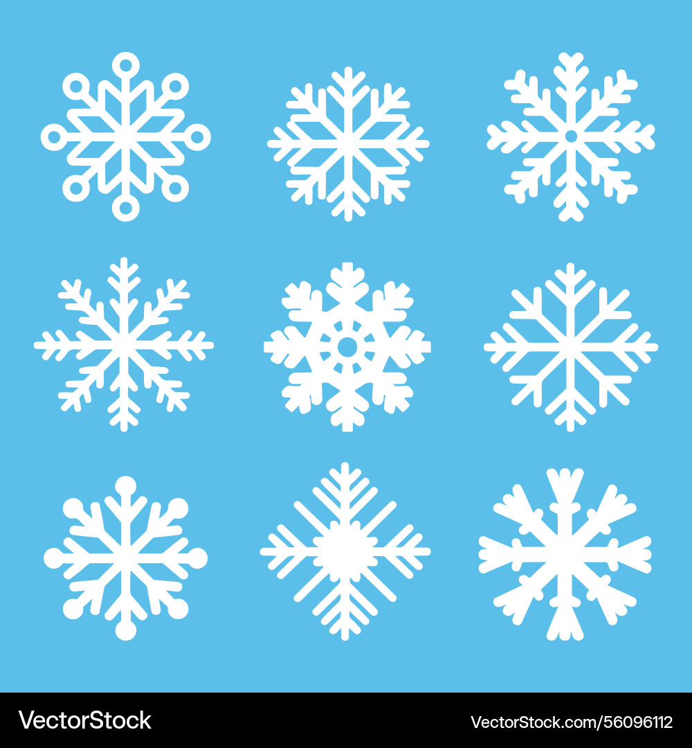 Snowflake icon collection with various designs Vector Image