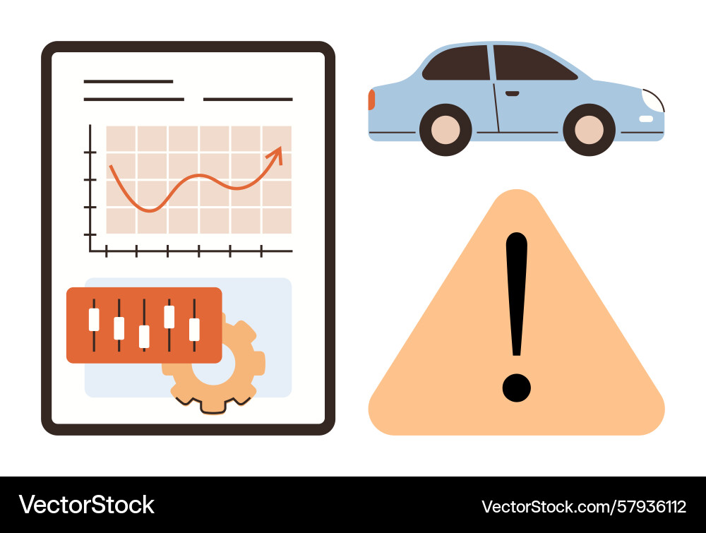 Vehicle performance analysis with alerts and data vector image