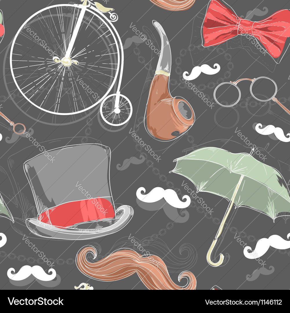Vintage Retro Pattern - Classic Objects vector image