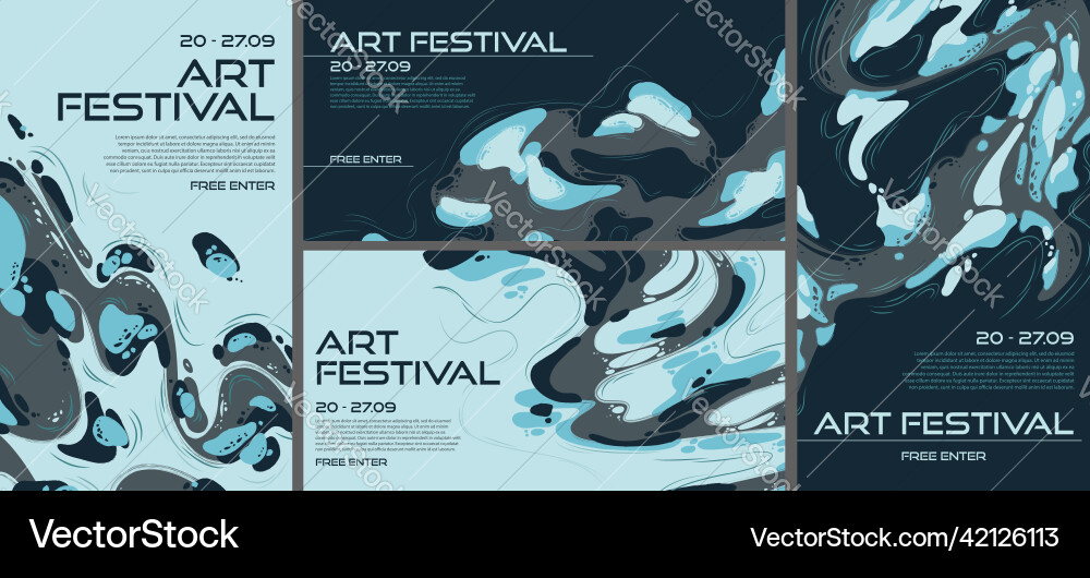 Abstract posters for art festival backgrounds set vector image