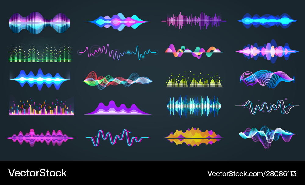 Audio Frequency Spectrum & Waveforms vector image