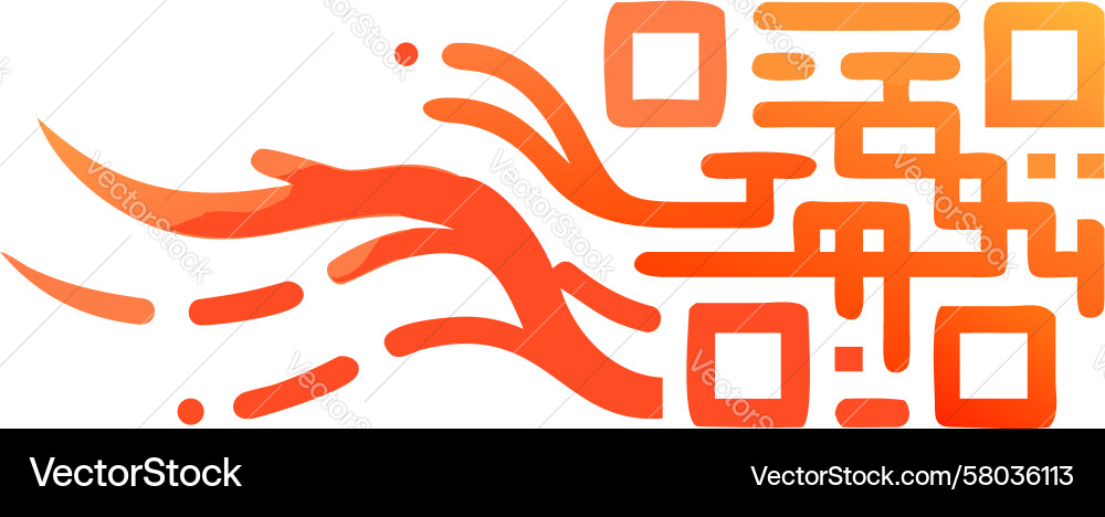 Dynamic QR Code Data Flow Vector Image