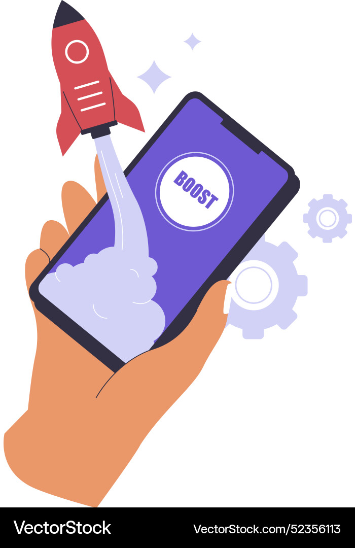 Flat design of speed up smartphone performance vector image