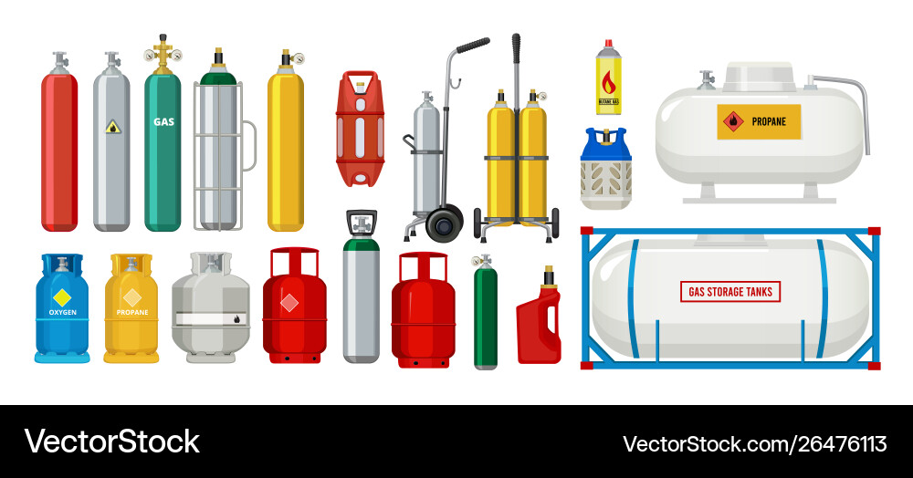 Gas tanks compressed oxygen propane dangerous Gas tanks compressed oxygen propane dangerous vector image