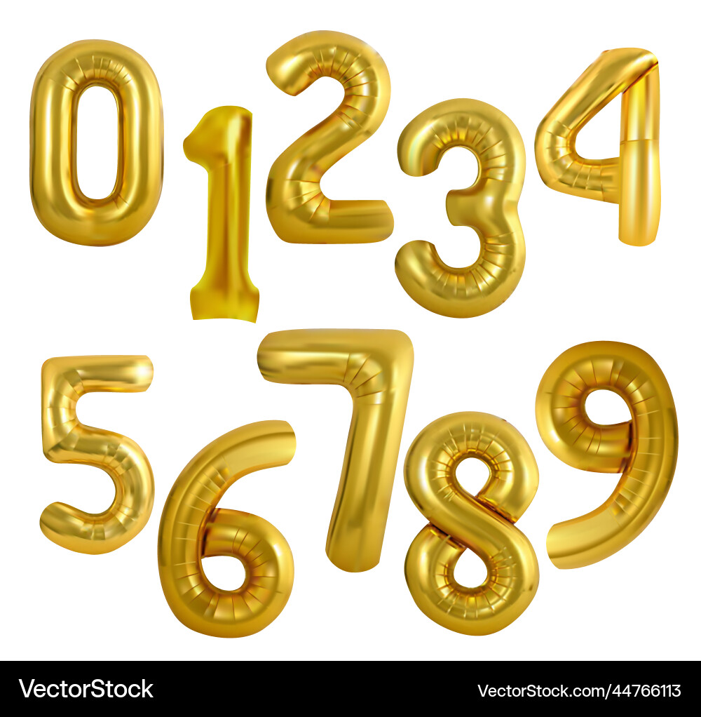 Gold Balloons Numbers Icon vector image