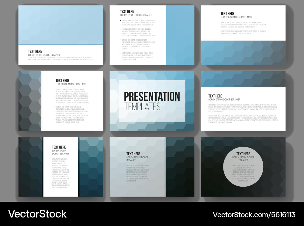 Set of 9 templates for presentation slides Vector Image