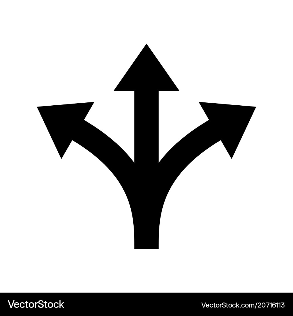 Three Way Intersection Arrow vector image