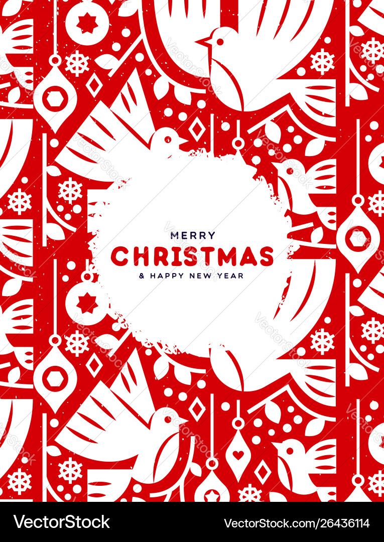 Christmas and new year card red nordic birds Christmas and new year card red nordic birds vector image