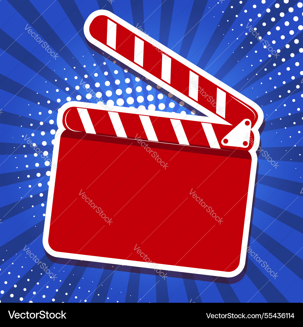 Clapper board icon on pop art style background Clapper board icon on pop art style background vector image