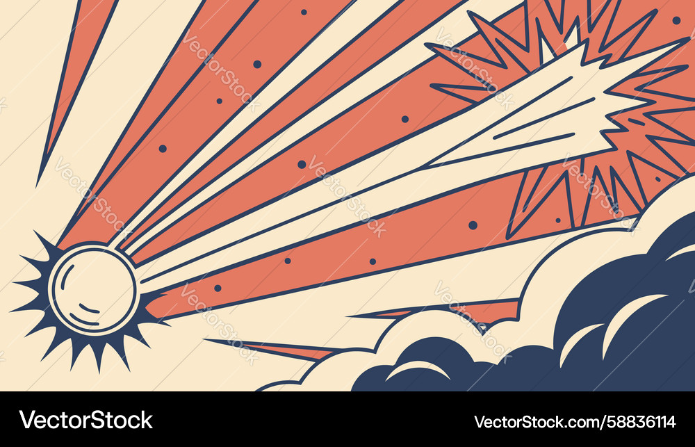 Comet streaking across exploding sun design Vector Image
